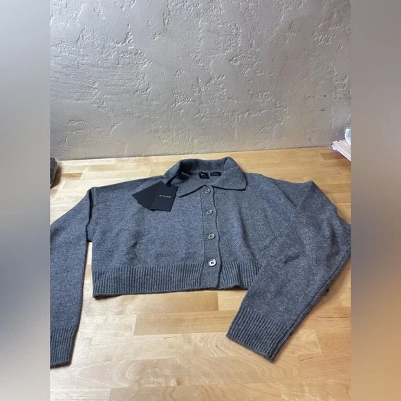 Pinko women's cashmere and wool blend cardigan +satin size small
